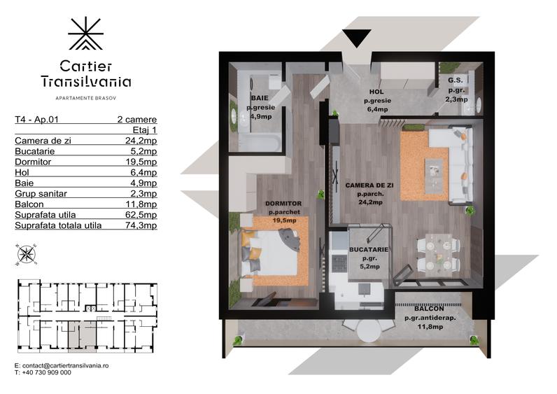 TRANSILVANIA RESIDENCE- CARTIER TRANSILVANIA, APARTAMENT 2 CAMERE