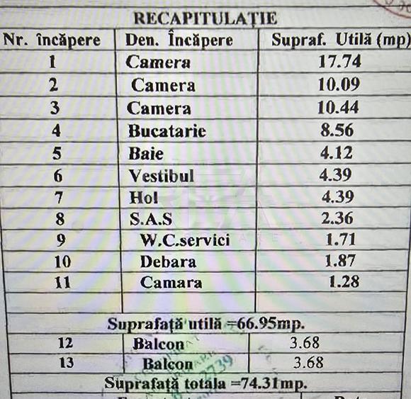 3 camere, et 7/10, 74 mp, bloc 1979-Pacii, Str Barsanesti
