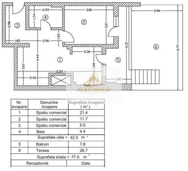 Spatiu de birou de Inchiriat - 71 MP - STRADA BIRUINTEI