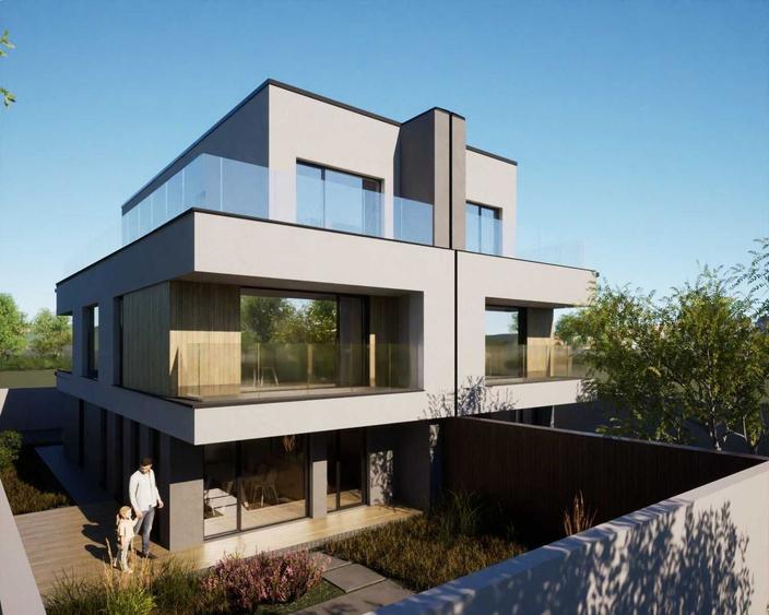 Vile premium individuale S+P+1E+2R subsol, 4 dormitoare, living, curte