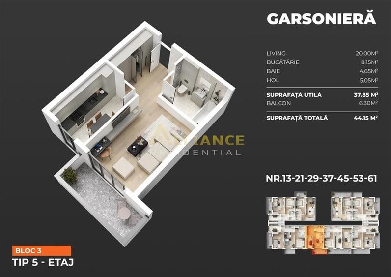 Garsonieră Decomandată 45 mp – 1 Minut Metrou Berceni Bloc Premium