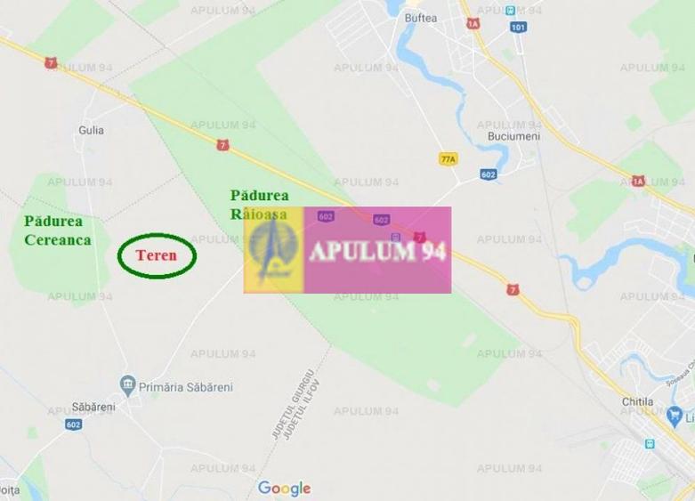 Săbăreni, teren intravilan construibill, la 300 m de pădure