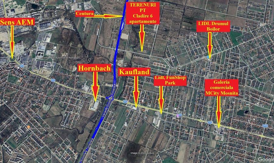 Teren pentru cladire cu 6ap - Acces la Drumul Boilor - Mosnita - 100e/mp+TVA