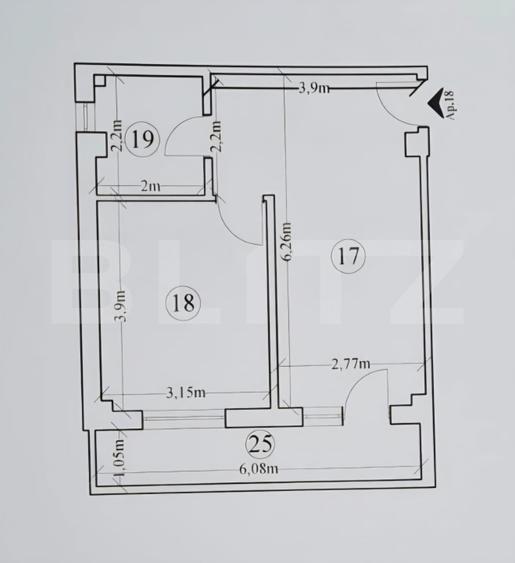 Apartament 2 camere, 43 mp, zona Hlincea