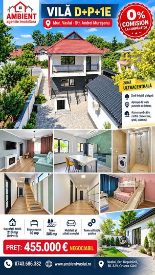VILĂ D+P+1E, renovată și mobilată, VASLUI - zona Andrei Mureșanu;