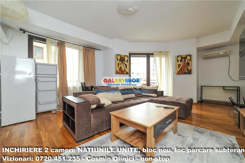 2 camere NATIUNILE UNITE, boc nou, parcare subterana, 8 minunte metrou