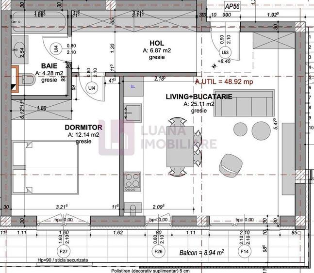 Apartament 2 camere | Doamna Stanca | balcon | incalzire pardoseala | 2