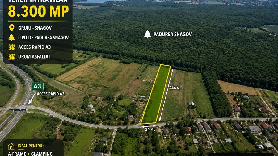 OCAZIE - Teren Intravilan - 8300 mp, Gruiu - Padurea Snagov