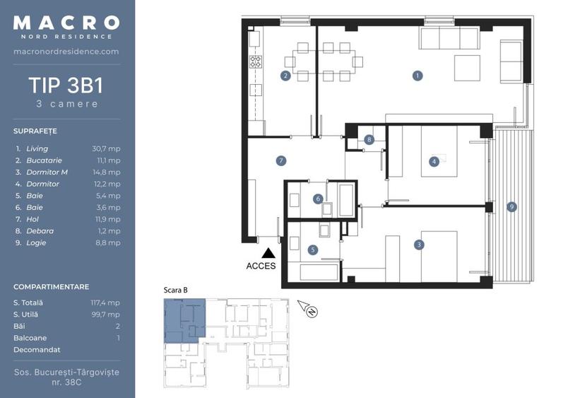 3 camere 117mpc -imobil 2025- Straulesti - Bucurestii Noi - Sisesti