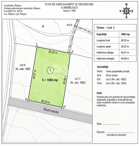 4.260 mp intravilan | 4 loturi | Valea Glăjăriei – Râșnov | 40 €/mp - 2