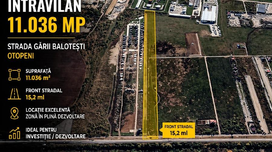 OTOPENI - Teren intravilan - 11,036 mp - front 15,2 ml