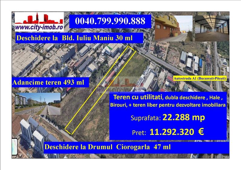Vanzare Teren 10.000 mp cu Utilitati, Sector 6, Iuliu Maniu Bucuresti