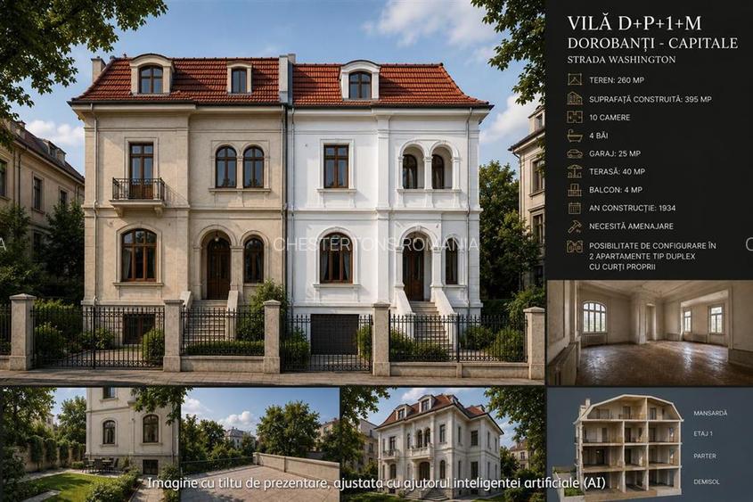 Vanzare Vila interbelica D+P+1+M, zona Dorobanti - Capitale, Teren 260 mp