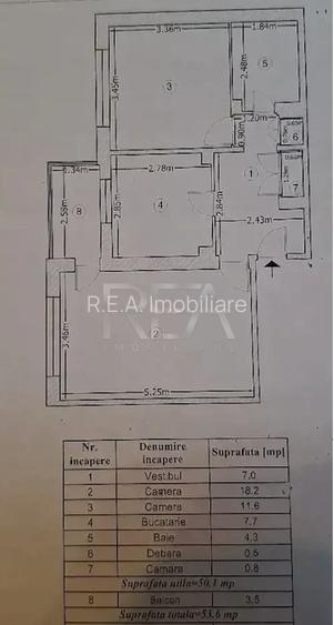 2 camere Aviației decomandat, et. 1, an 1984, metrou, 53 mp - 8