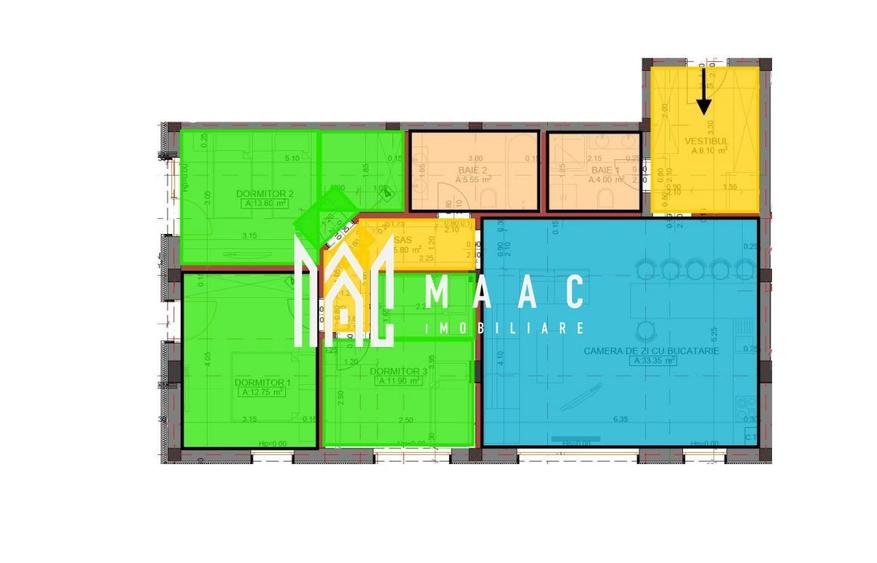 Apartament 4 camere | 95,05 mp utili | Etaj 1 | Arhitecților
