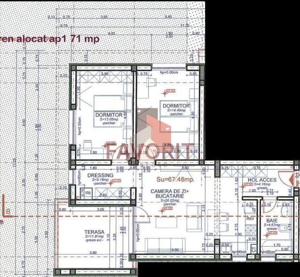 Cu gradina proprie 71mp. . Zona Cora . Finisat la cheie