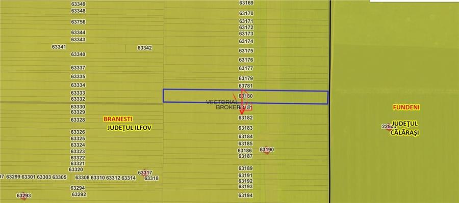 Teren extravilan 12.167 mp in Branesti, Ilfov, deschidere 27 m
