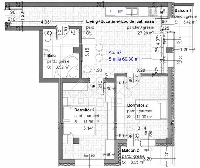 Apartament nou, 3 camere si balcon, 60 mp utili, Selimbar