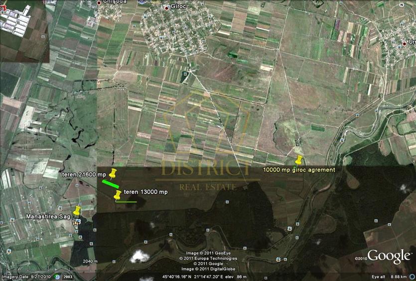 Teren 10.000 mp lângă viitoarea autostradă A9 | Giroc | Investiție