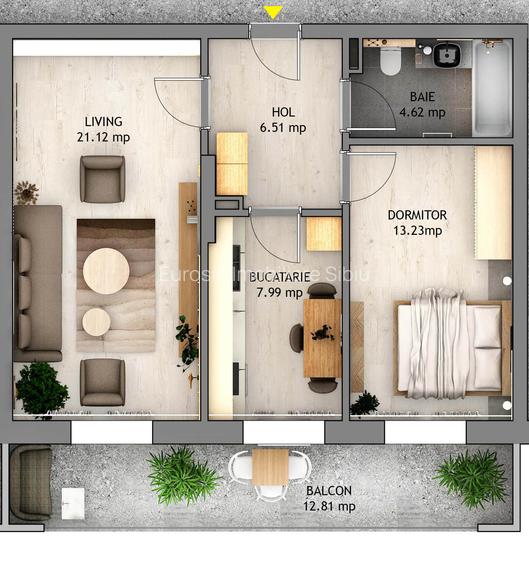 Ap 2 camere dec 54mp utili balcon 13mp Bl 4 Orhideea - Mall Selimbar. - 7