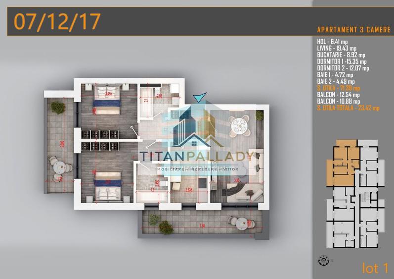Apartament 3 Camere, 95 Mp, Pallady - Nicolae Teclu