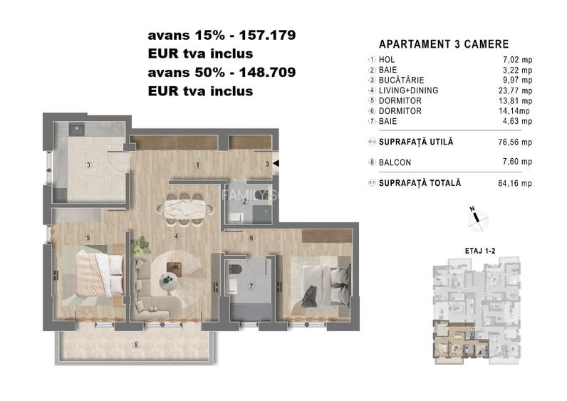 Metrou Berceni - 3 camere open-space, cu dressing - bloc nou 2027 - 5