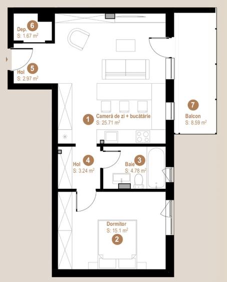 Apartament 2 camere | 53,5 | balcon 9mp | zona Vivo