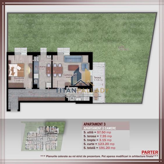 2 Camere cu Gradina 123 Mp,Boutique,1/2 Parcare,Titan -Pallady