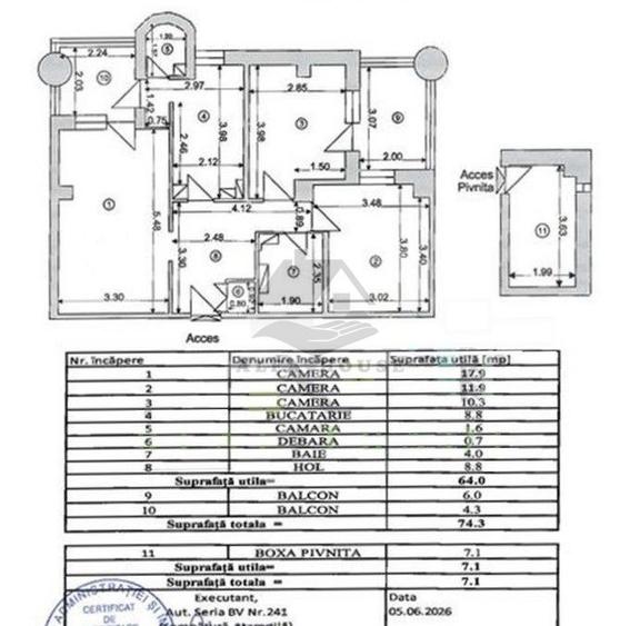 Apartament cu trei camere, Centrul Civic - Mesota - AFI Mall , etaj 2