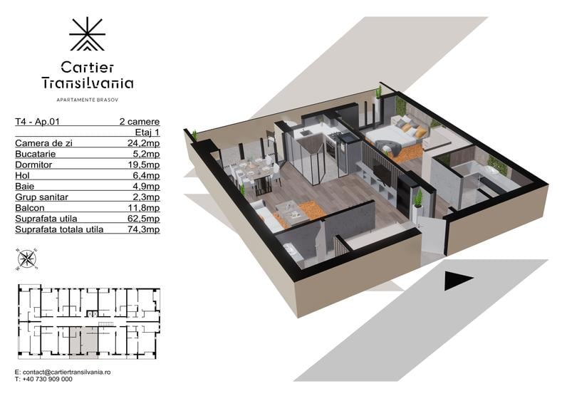 TRANSILVANIA RESIDENCE- CARTIER TRANSILVANIA, APARTAMENT 2 CAMERE