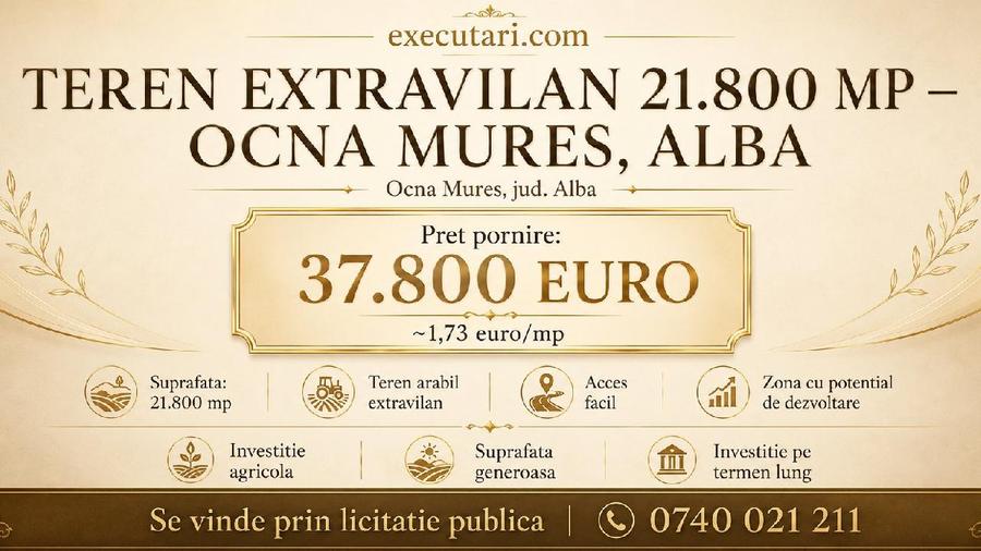 Teren extravilan 21.800 mp ~ Ocna Mures ~ Alba