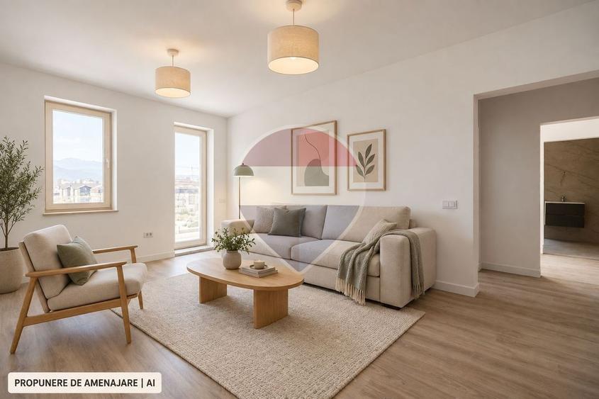 Apartament nou cu 3 camere și balcon de 12,09 mp | Tractorul