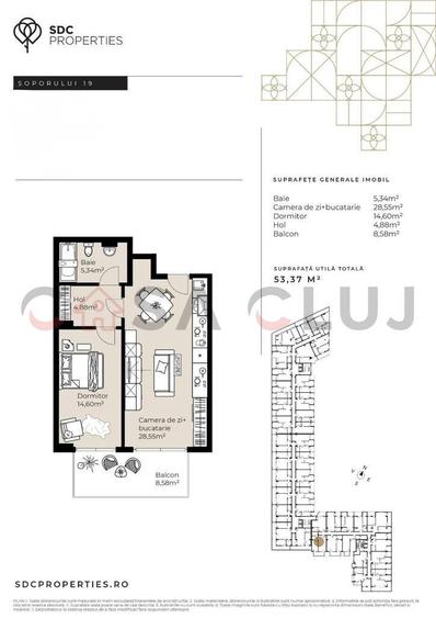2 camere, bloc nou premium, Soporului