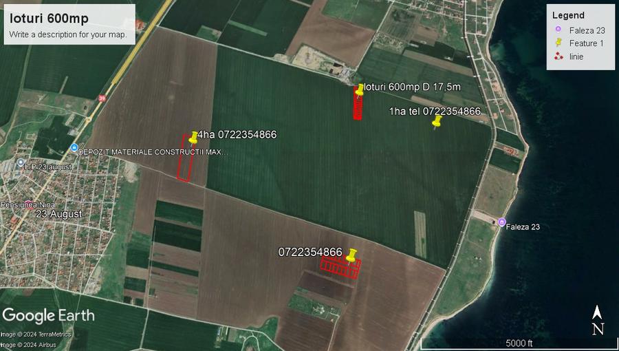 23August -loturi teren extravilan sup.600mp D 17,5 la granita cu Costinesti