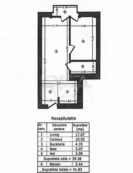 2 camere Aviației decomandat, centrală, et. 2, an 2020