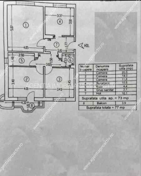 Apartament 3 camere, decomandat– Micro 20-77 mp - 10