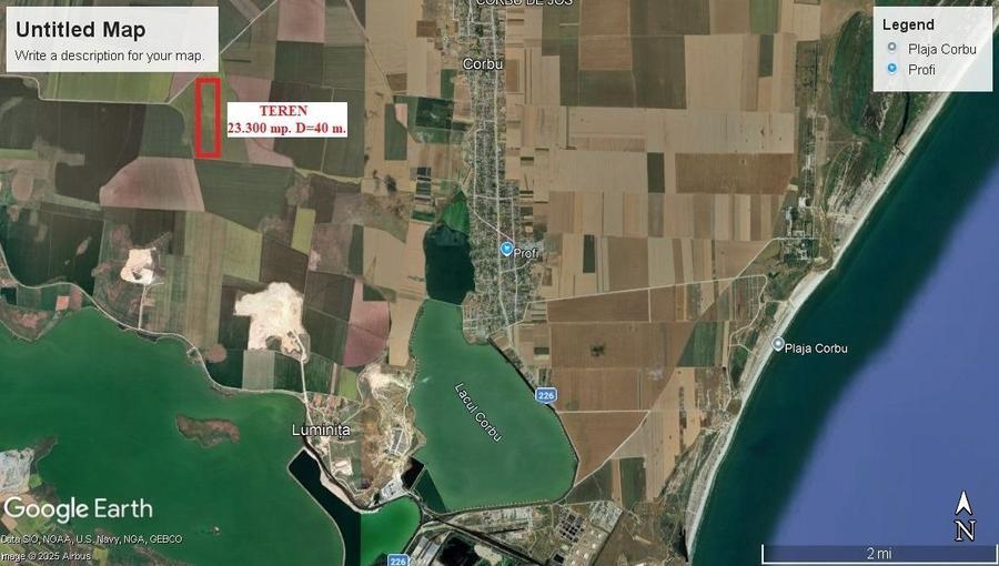CORBU TEREN AGRICOL 23.300 MP. D=40 M. IDEAL INVESTITIE PRET 19.900 E