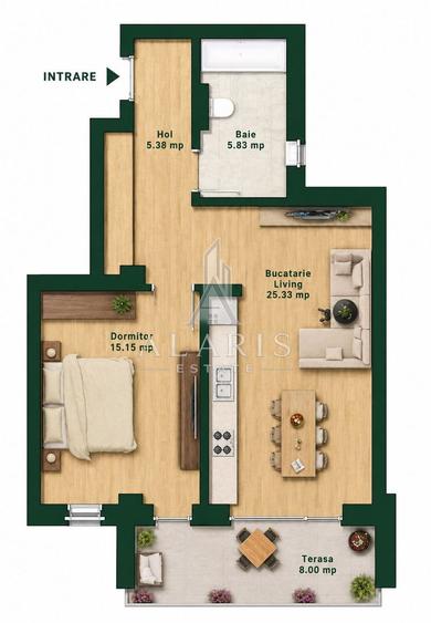 Apartament cu 2 camere, open space, zona Torontalului