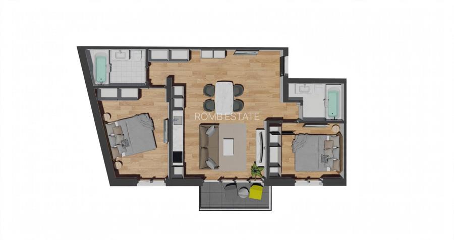 Apartament 3 camere, 68 mp, balcon, etajul 3, zona VIVO - 5