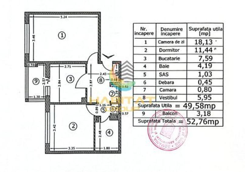 Apartament Renovat 2 Camere 52.76mp Zona Aparatorii Patriei - 1