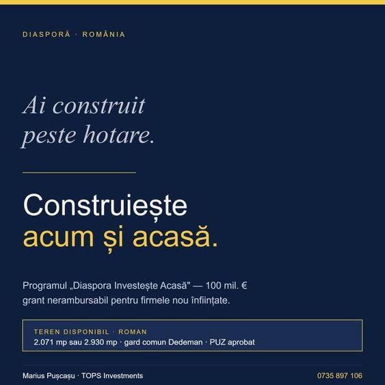 Teren industrial & comercial lângă Dedeman Roman! 📢