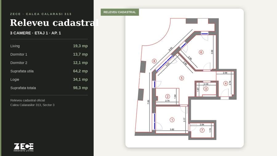 Apartament 3 Camere de Vanzare - Bloc Nou - ZECE Innovate Living - 2