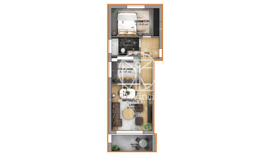 Apartament 2 camere, intabulat, finisat la cheie - aer conditionat