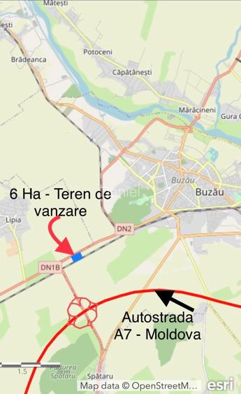 Teren de vânzare - Buzău - 6 Ha - intravilan - acces  A7 și E85   - 2