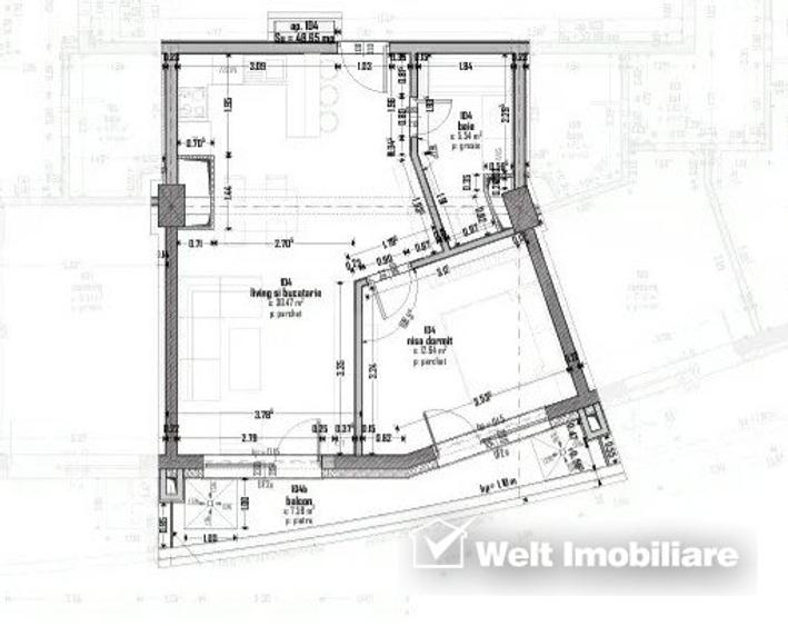 Apartament 2 camere, Finisat, cu Balcon – Ansamblul WINGS, Cluj-Napoca