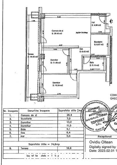 Apartament 3 camere LUX, 75 mp + terasa, bloc nou, Zorilor, str. Frunzisului - 27