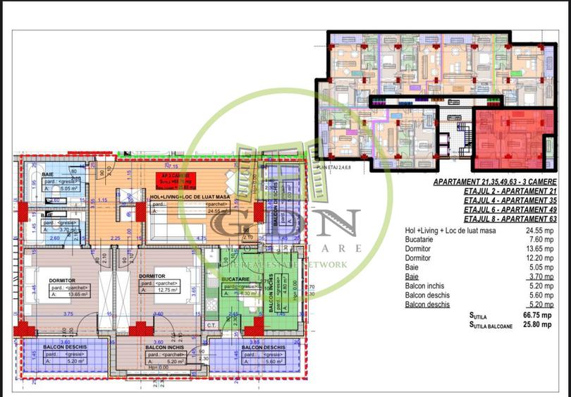 Apartament, 3camere, decomandat, 93.75mp, cartier Cornitoiu, zona Liceul Bibescu