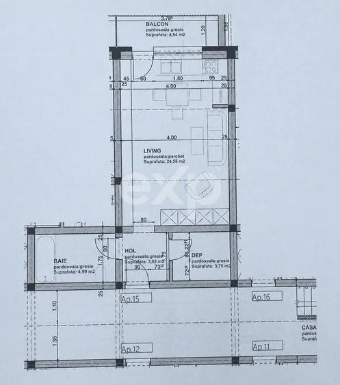 Garsonieră de vânzare – 36,32 mp utili + balcon | Sânpetru