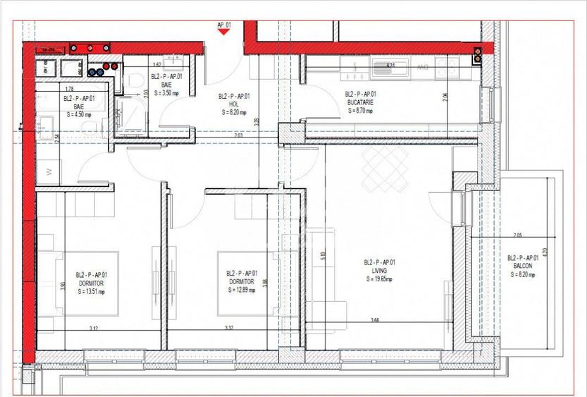 Apartament 3 camere, comision 0% – 70,95 mp + balcon