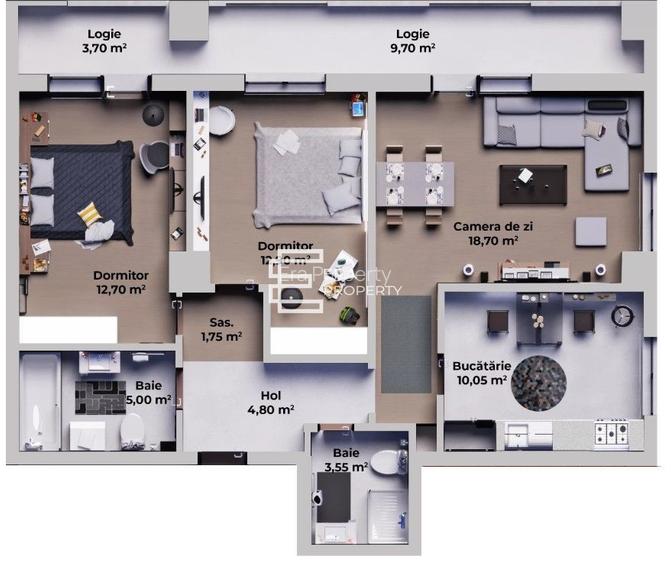 Apartament 3 camere, bloc nou, intabulat, Calea Surii Mici-Sibiu - 1
